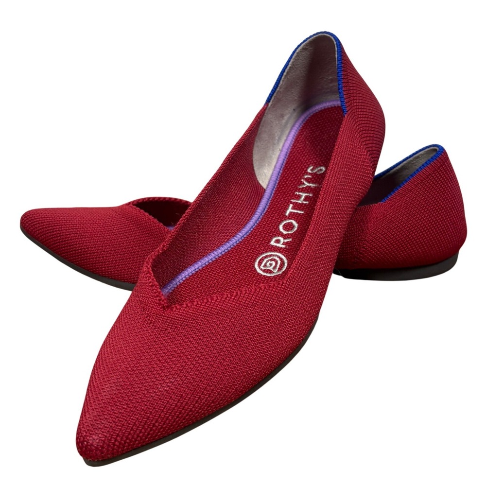 Rothy's The Point Flats Women's 6.5 Red Knit Ballet Shoes Pointed Toe Washable